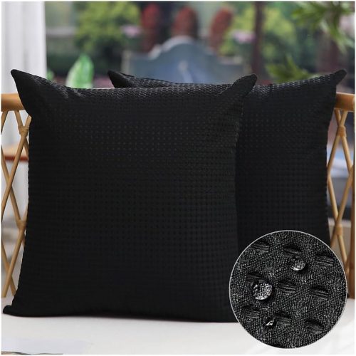 Outdoor pillow covers set of 2 waffle textured polyester pillow covers spring summer outdoor waterproof decor for patio furniture garden.