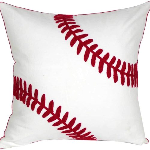Embroidered baseball throw pillow cover, square decorative canvas pillow cover for baseball room decor, cover only.