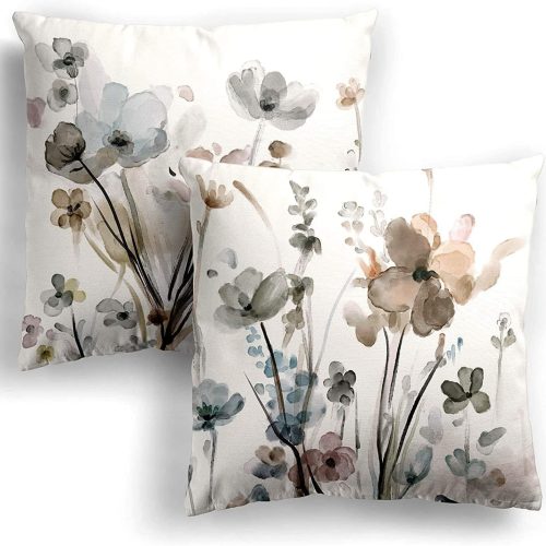 Flower throw pillow covers set of 2, flowers pillow cushion cases, modern decorative square pillowcases for sofa couch bedroom living room car.
