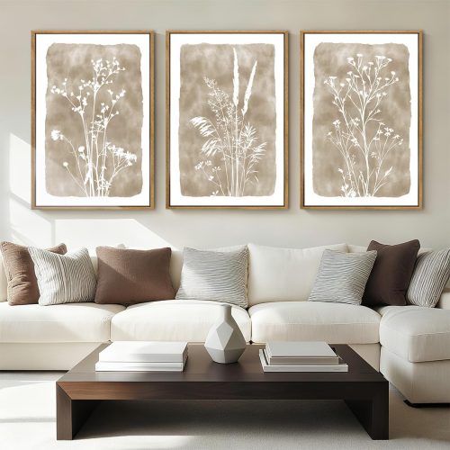 Neutral Botanical Framed Canvas Wall Art