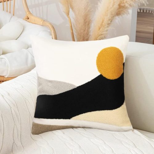 Boho sun throw pillow covers textured mid century modern throw pillow covers abstract bohemian aesthetic decorative pillows for couch bed sofa living room 1 piece.
