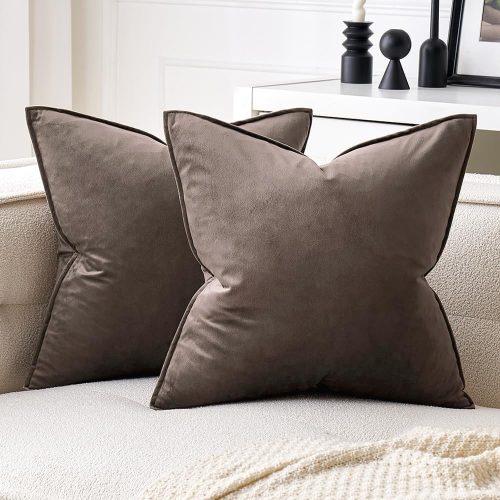 Pack of 2 decorative velvet throw pillow covers soft pillowcase solid square euro sham cushion case for sofa bedroom car.