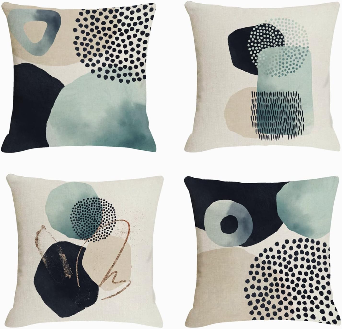 Boho abstract pillow covers mid century modern geometric throw pillow covers minimalist for couch home decor set of 4.