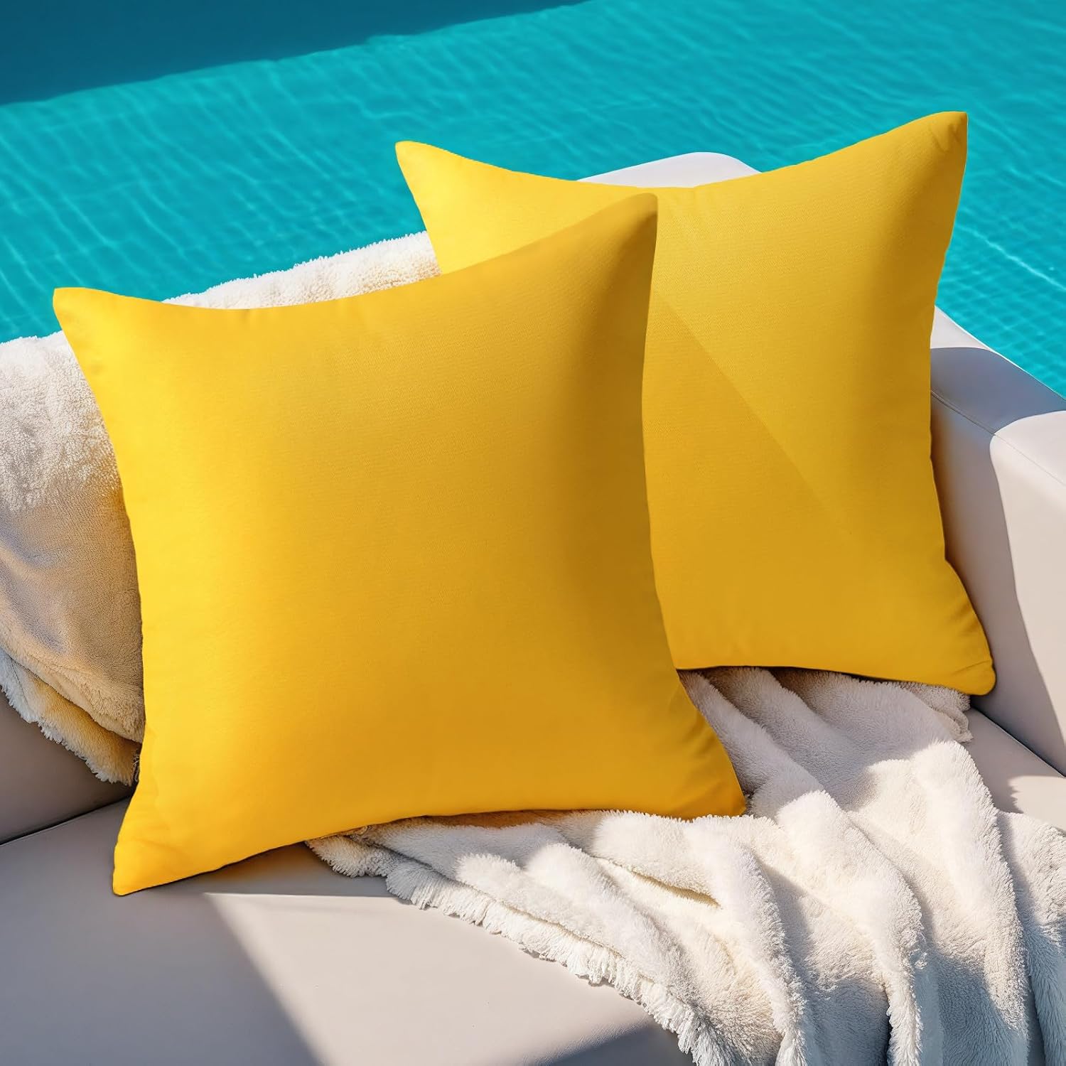 Outdoor pillow covers set of 2, decorative farmhouse waterproof pillow covers, solid linen pillowcase cushion covers for patio garden balcony couch sofa.