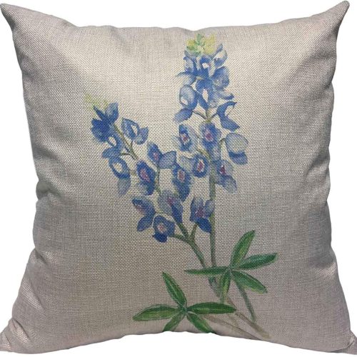 Throw pillow covers blue texas watercolor bluebonnet cotton linen decorative square pillowcases cushion cover.