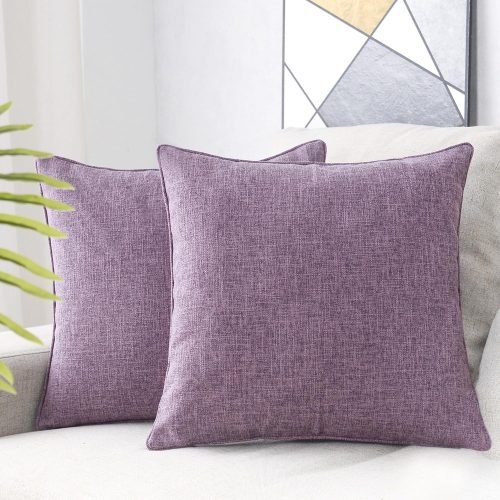 Linen throw pillow covers pack of 2, accent cushion covers for living room, bedroom, decorative solid color pillow covers for couch, sofa, chair.
