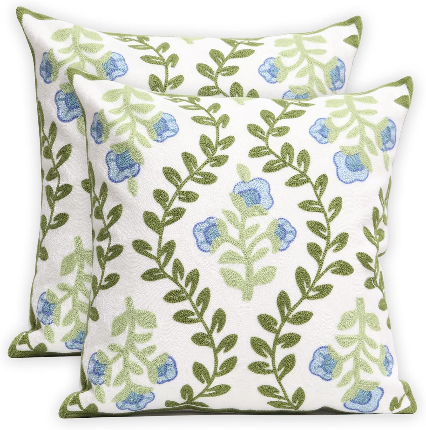Set of 2 embroidered decorative throw pillow covers couch square pillowcases cushion for bedroom sofa decor.