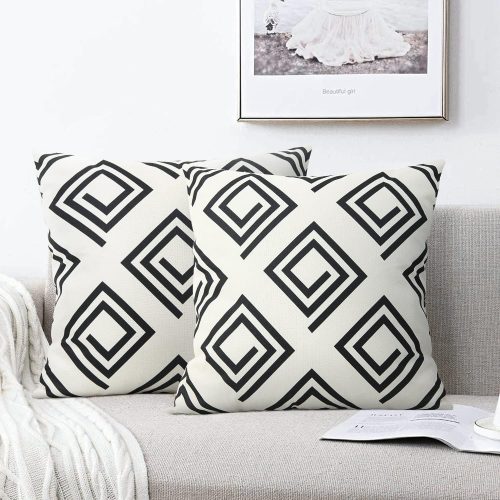 Throw pillow covers decorative geometric couch pillow covers square pillowcases for couch sofa chair bedroom modern pack of 2.