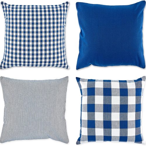 Decorative square throw pillow cover collection cotton, machine washable, hidden zipper, 4 piece.