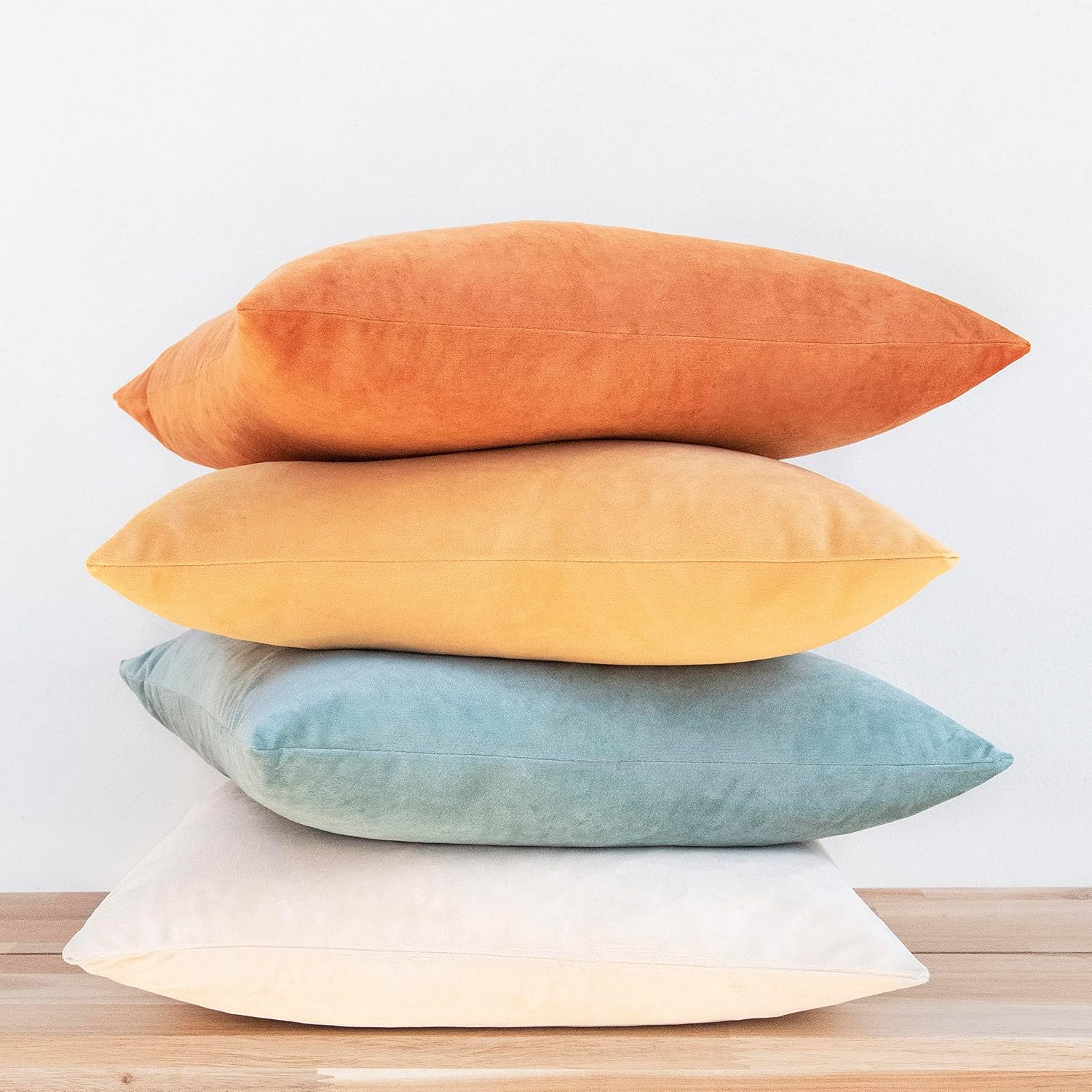 Decorative throw pillow covers cushion cases, set of 4 soft velvet modern designs, mix and match for home decor, pillow inserts not included.
