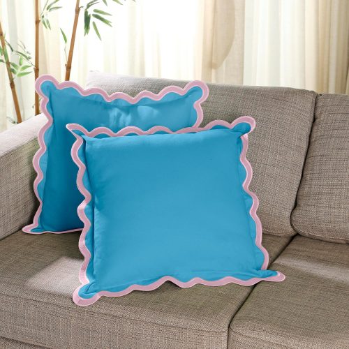 Throw pillow covers set of 2 scallop pillow cover, decorative pillow covers, accent throw pillows or outdoor pillow, cotton pillow covers standard size.