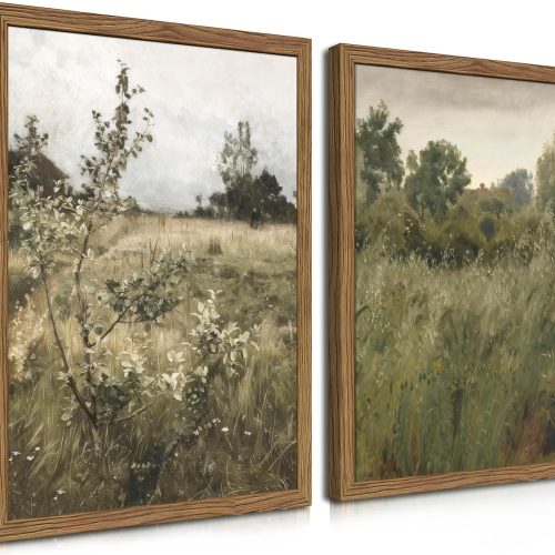 Vintage Landscape Framed Canvas Wall Art Set